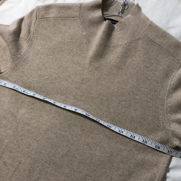 Banana republic mock turtleneck wool blend oatmeal color small and festive scarf - Picture 6 of 11